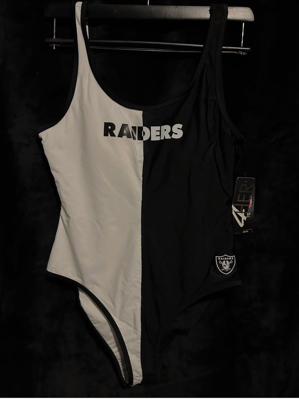 Raiders Split-Color Women’s One-Piece Swimsuit - Black & White